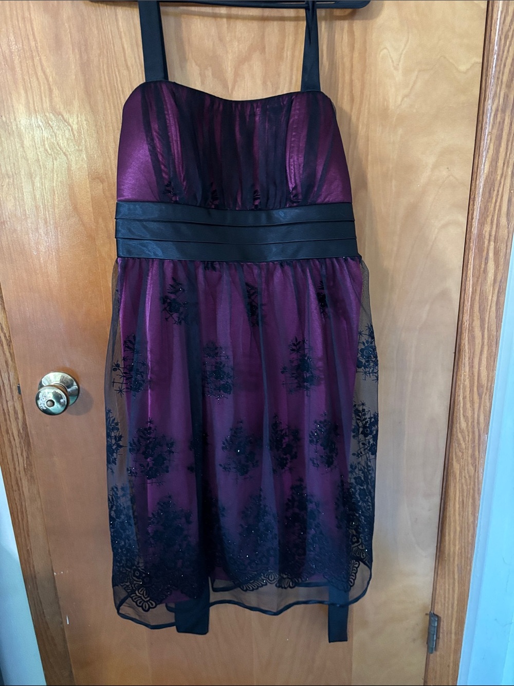 Satin & Black Lace Party Dress